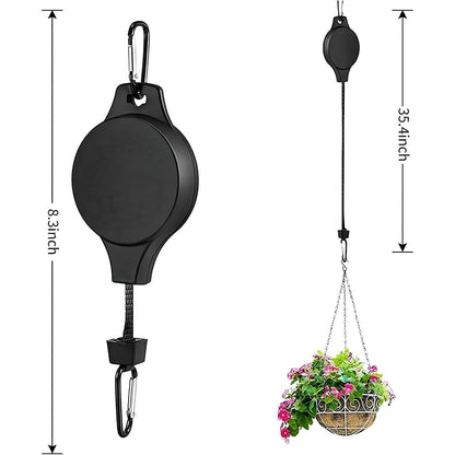 3pcs Retractable Pulley Plant Hook Hangers for Garden Baskets Pots and Birds Feeder in Different Height
