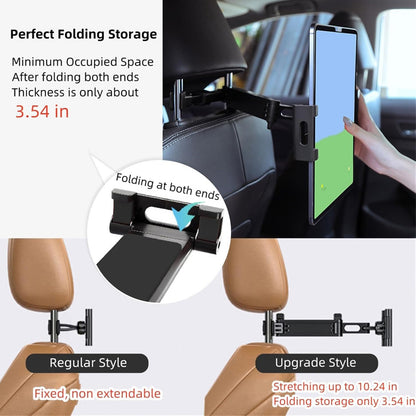 360° Adjustable iPad Car Tablet Holder - Back Seat for Kids & Adults, Compatible with 4.7-12.9in Devices