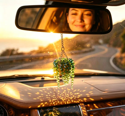 Sun-Kissed Beaded Succulent Car Charm