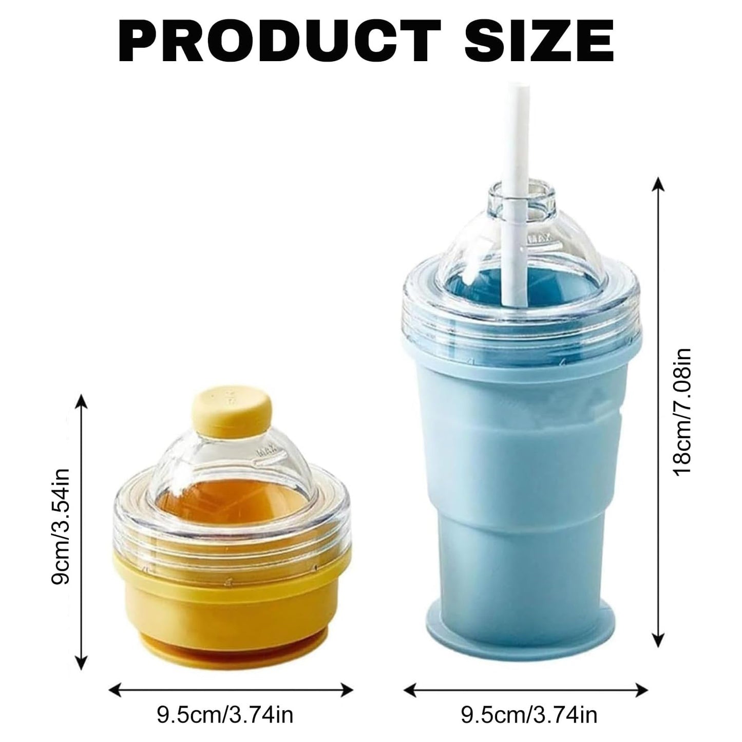 Portable Reusable Collapsible Ice Hockey Cup with Attached Straw