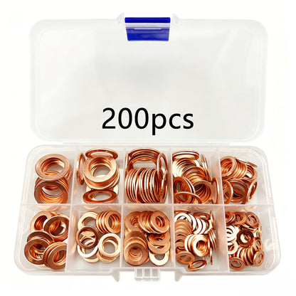 200 PCS Copper Crush Washer Oil Drain Plug Gasket Kit