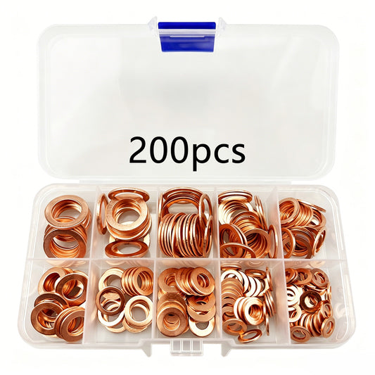 200 PCS Copper Crush Washer Oil Drain Plug Gasket Kit