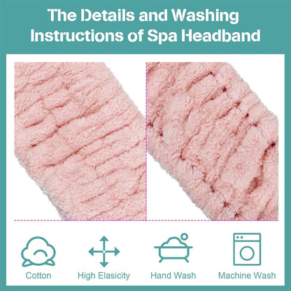 Extra Wide Band Spa Facial Microfiber Headband Elastic Makeup Headbands