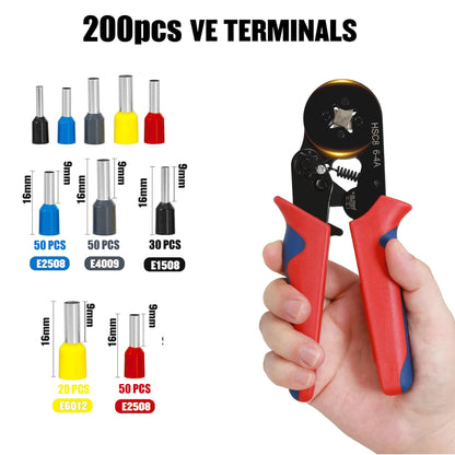 Ferrule Crimping Tool Kit - 200PCS Wire Ferrules with Ratchet Crimper Plier