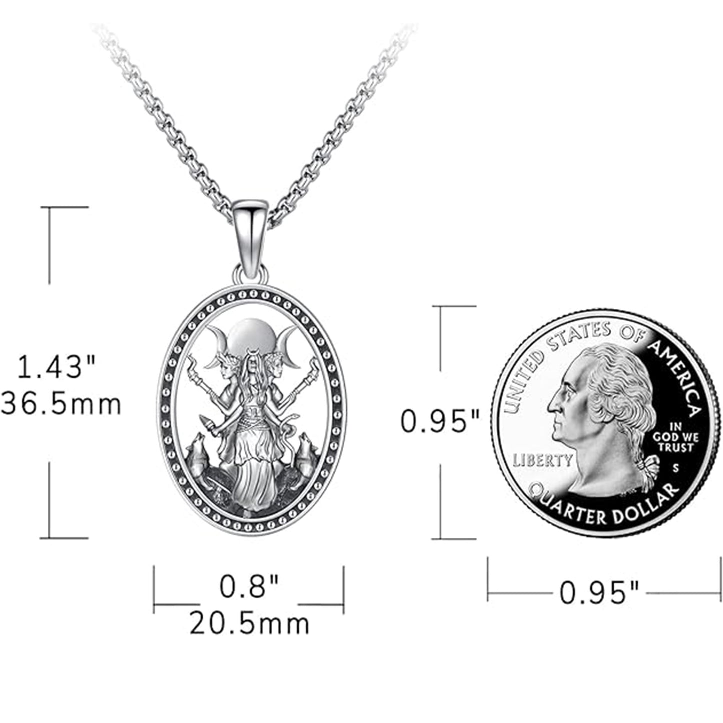 Hecate Necklace for Men Women Hekate Triple Moon Goddess Jewelry