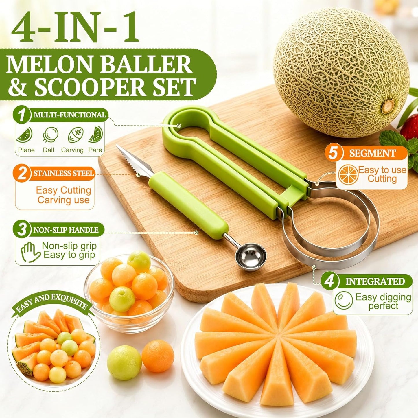 4 in 1 Melon Baller Scoop Set