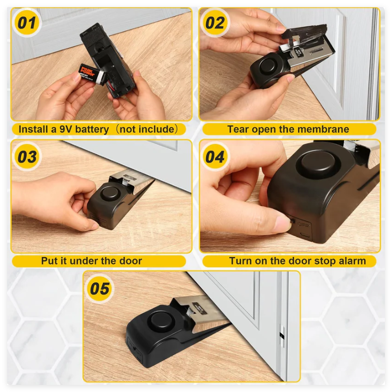 Upgraded Alarm Door Stops, Portable Security Hotel Safety Door Stoppers