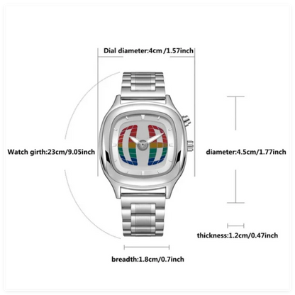 Mens Retro Square Stainless Steel Wristwatch