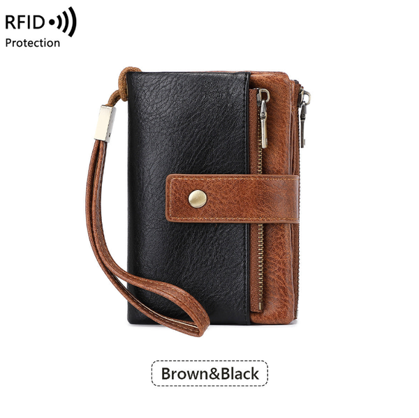 Genuine leather bi-fold card holder