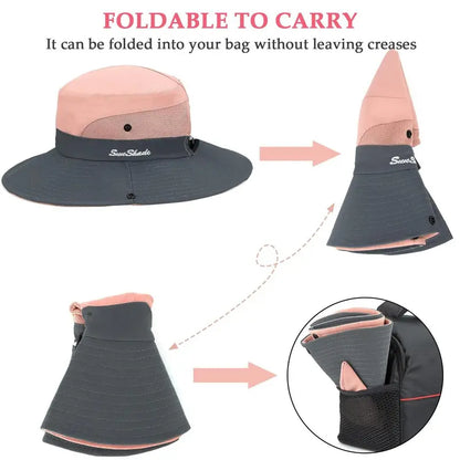 Women Sun Boonie beach Hat Summer activity Bucket Cap Wide Brim UV Protection Fishing