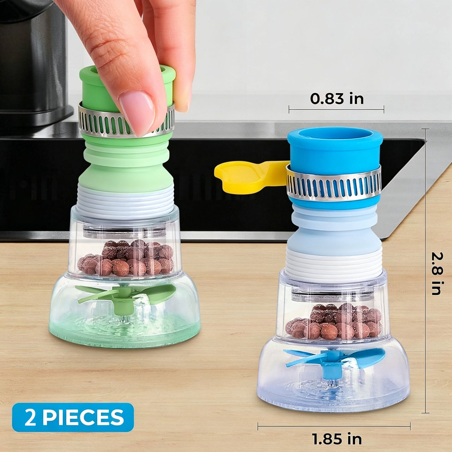 2PCS 360° Rotating Telescopic Faucet Water Filter