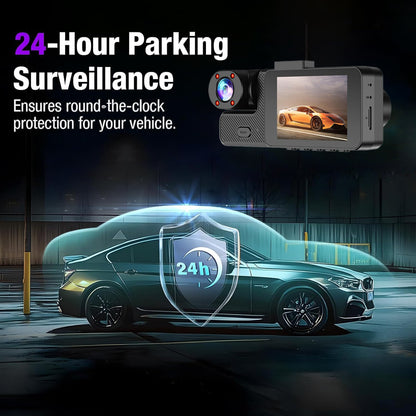 3 Channel Dash Camera for Cars Dash Cam Front Rear & Inside