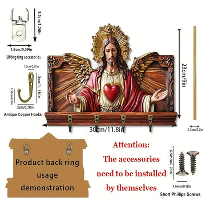Jesus Sacred Heart Key Holder Wall Mount