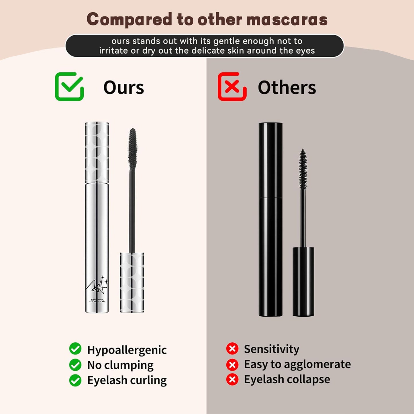Mascara for Women with Thinning Lashes, Prime Máscara Waterproof Long Lasting Volumizing