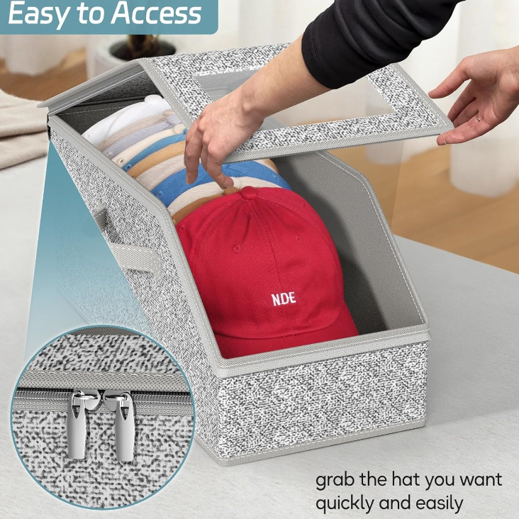 Stackable Baseball Cap organizer, Holds Up to 12 Hats, A Wardrobe Hat Organizer