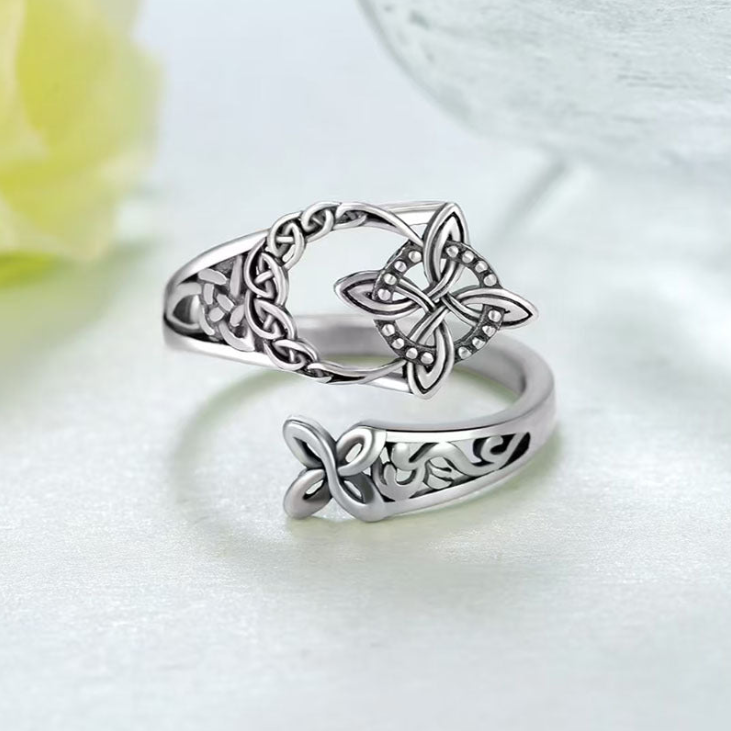 Vintage Celtic Knot Ring for Women, Boho Witches Protection Knot Timeless Symbolism