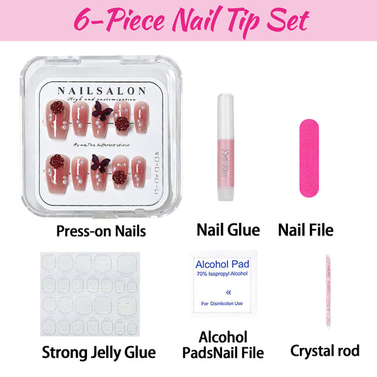 Press on Nails - Reusable False Nails for Women Girls Daily Wear Manicure