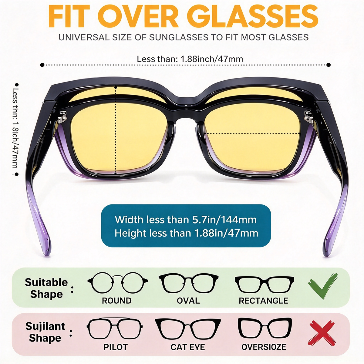 Unisex Polarized Fit-Over Glasses, Full Rim