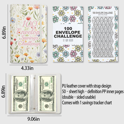 Portable 100-Day Savings Challenge Envelope Book with Premium Durable Cover