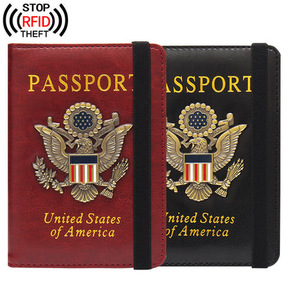 RFID Blocking Passport Holder with US Metal Badge