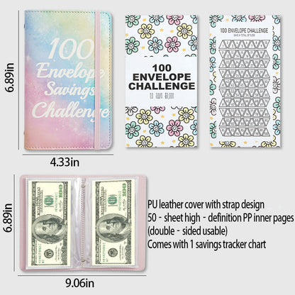 Portable 100-Day Savings Challenge Envelope Book with Premium Durable Cover