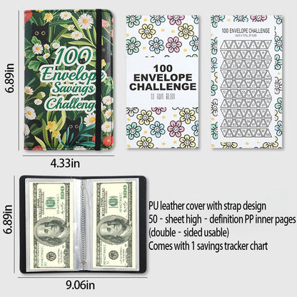 Portable 100-Day Savings Challenge Envelope Book with Premium Durable Cover