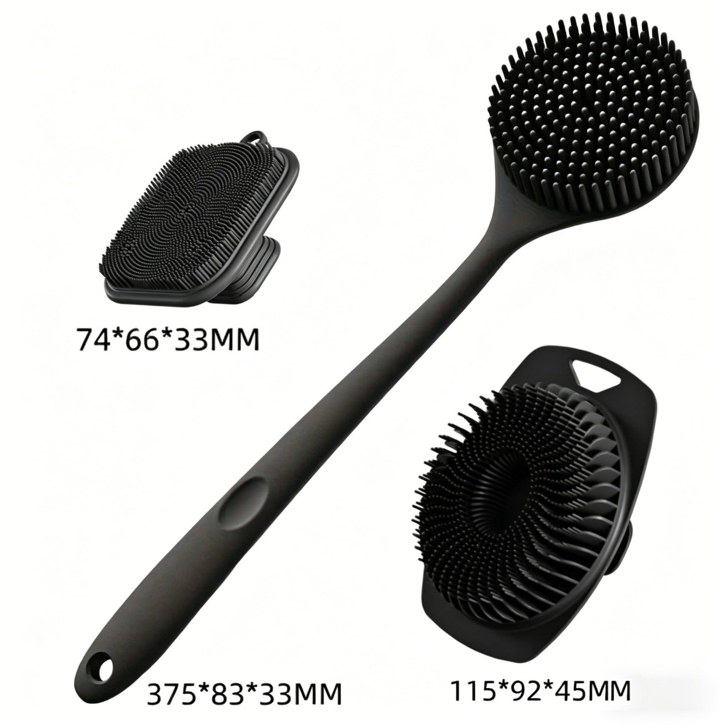 3pcs Back Scrubber for Shower & Face Scrubber & Silicone Exfoliating Brush Set for Men Women