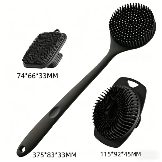 3pcs Back Scrubber for Shower & Face Scrubber & Silicone Exfoliating Brush Set for Men Women