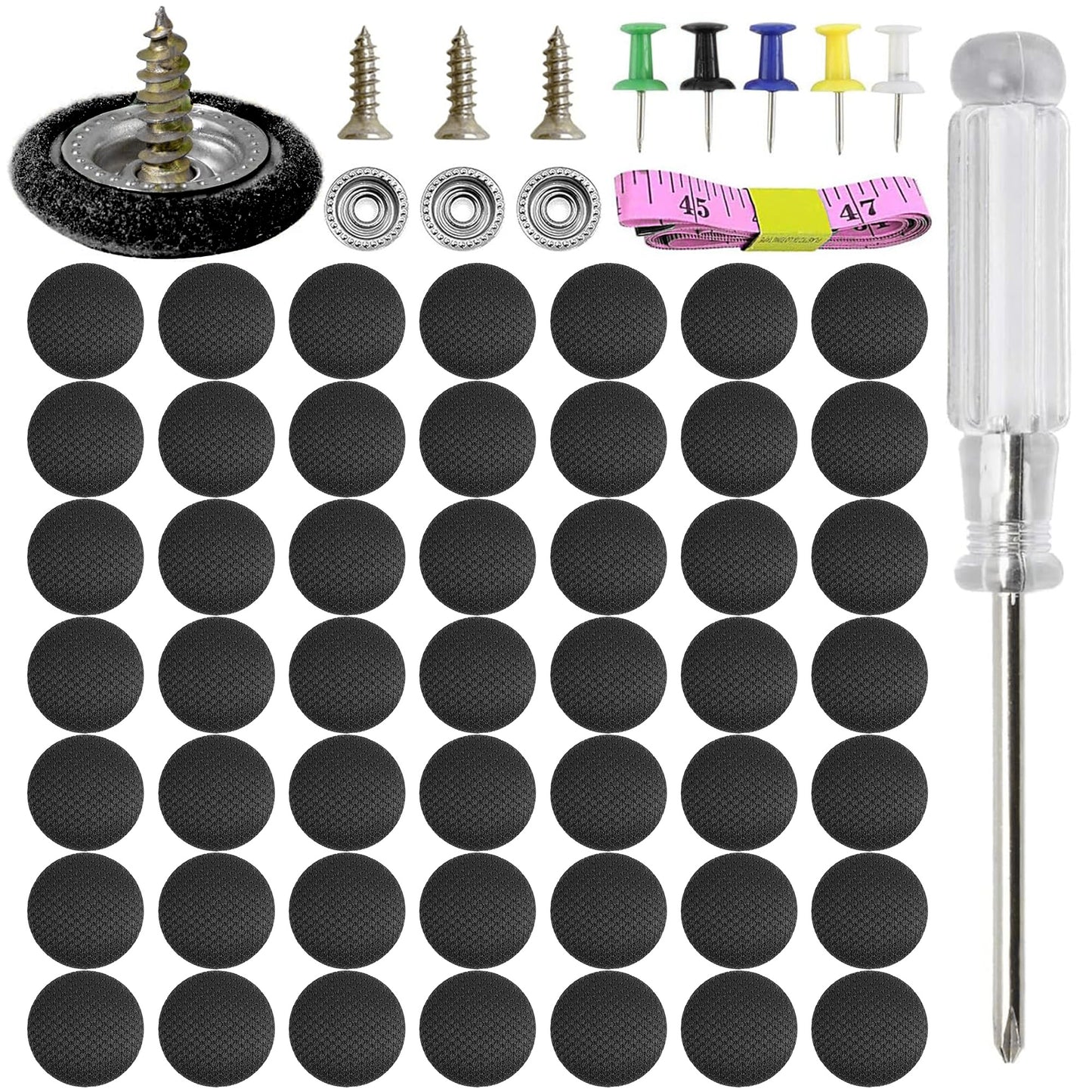50PCS Automotive Car Roof Headliner Repair Button (with Pushpins + Measure + Screwdriver)