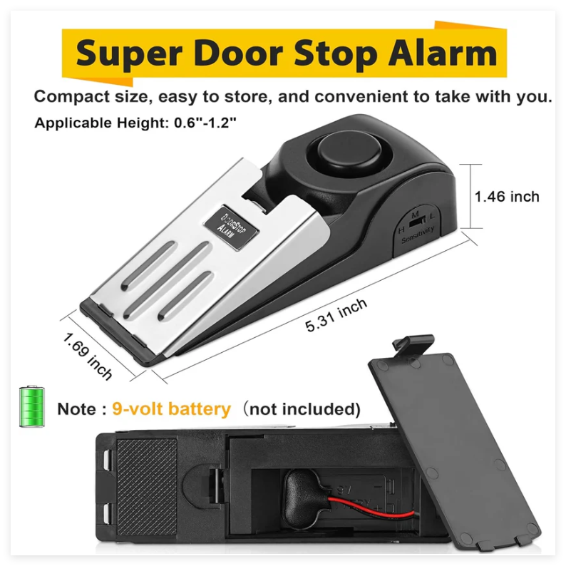 Upgraded Alarm Door Stops, Portable Security Hotel Safety Door Stoppers