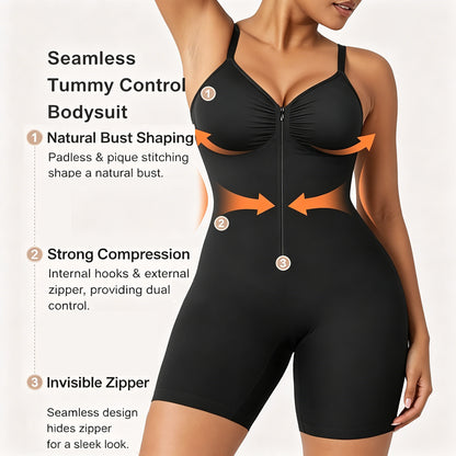 Women's Shapewear Bodysuit - Tummy Control Seamless Zip-Up Body Shaper