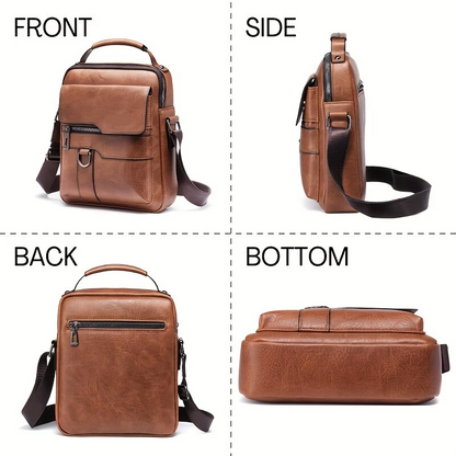 Small Leather Messenger Shoulder Crossbody Bag  Travel Office Business