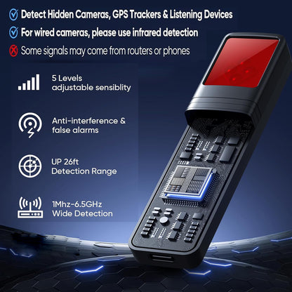 Hidden Camera Detector for Wireless Cameras, GPS Trackers, Privacy Protection