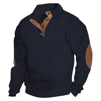 Men's Jacquard Stand-Collar Henley Shirt