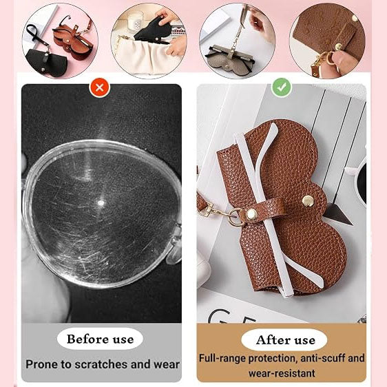 2Pcs Soft Glasses Bag for Women Men, Portable Leather Glasses Case for All Kinds of Glasses