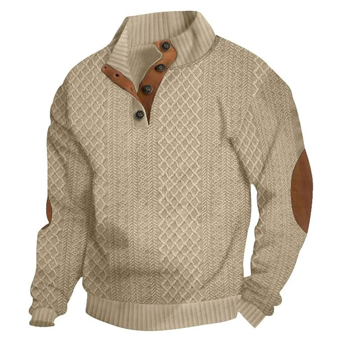 Men's Jacquard Stand-Collar Henley Shirt