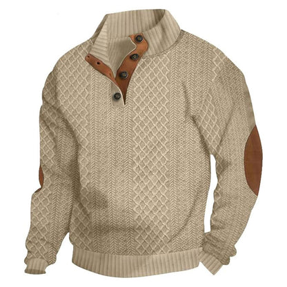 Men's Jacquard Stand-Collar Henley Shirt