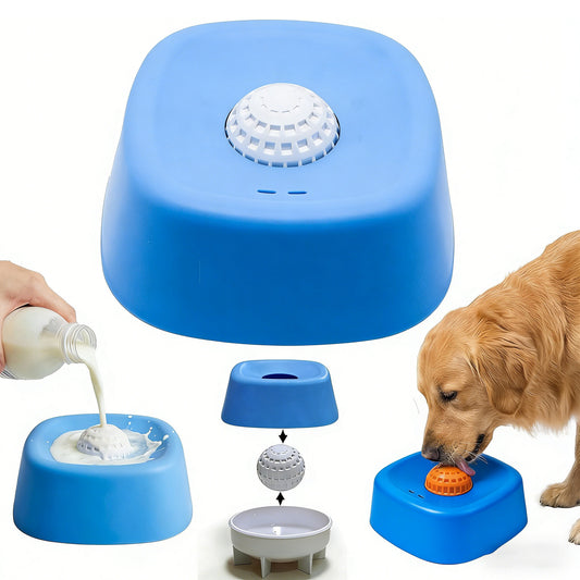 Slow Feeder Dog Bowls for Liquid Treat With Rolling Balls