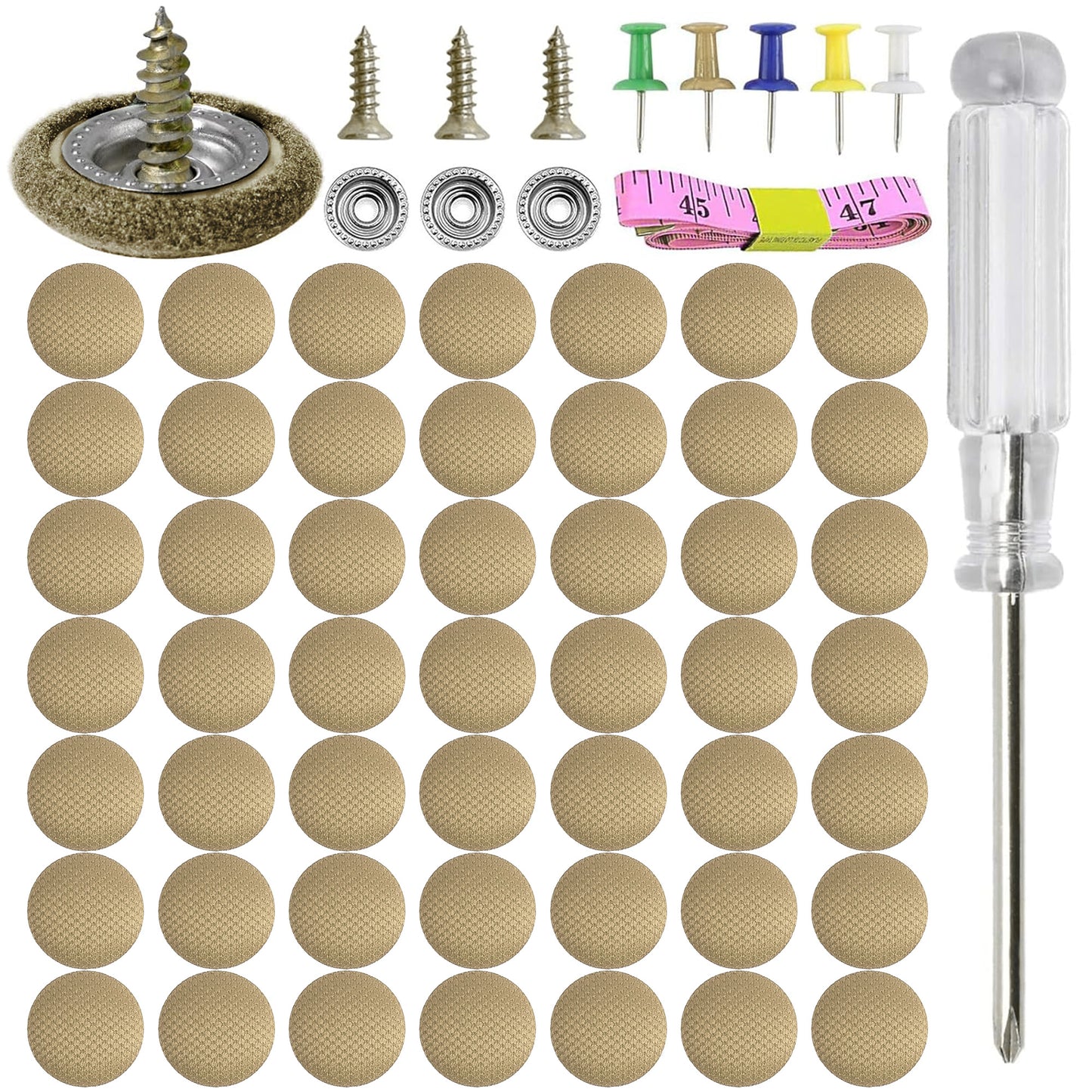 50PCS Automotive Car Roof Headliner Repair Button (with Pushpins + Measure + Screwdriver)
