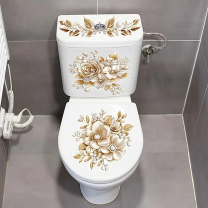 3-Piece Bathroom Toilet Sticker Set, PVC Self-Adhesive Decorative Decals