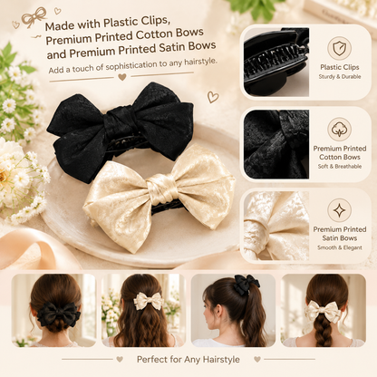 Women's & Girls' 2-Pack Lightweight Butterfly Bow Claw Hair Clips