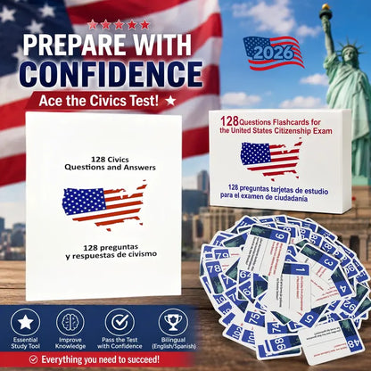 US Citizenship Flash Card Bilingual Naturalization Study Guide Combo Set