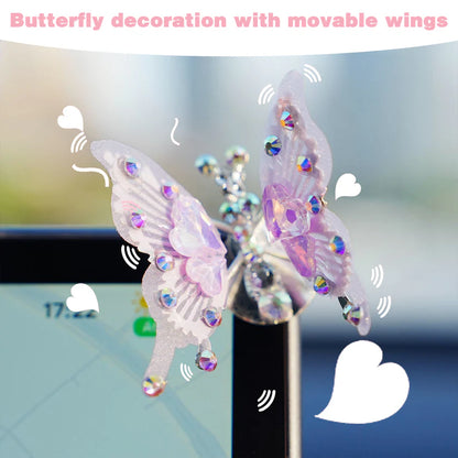 4Pcs Simulated Butterfly Car Accessories Dashboard Decorations, Cute Rear View Mirror Accessories Car Dash Decor