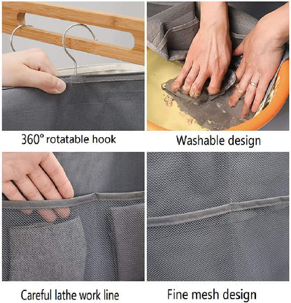 Closet Hanging Organizer with Mesh Pockets & Rotating Metal Hanger