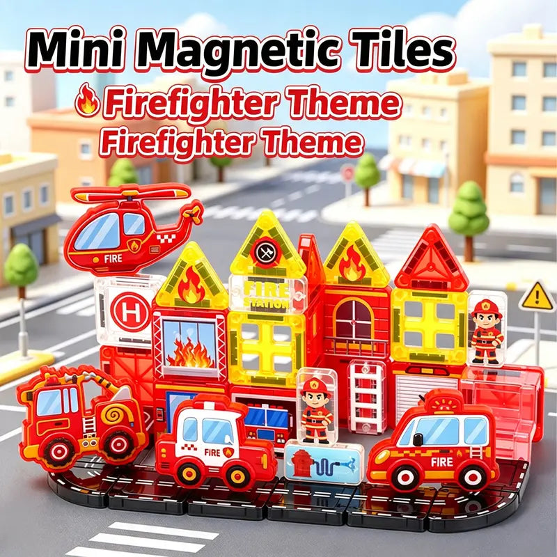 40 Pcs Mini Magnetic Tiles Construction Building Blocks Toy with Iron Storage Box
