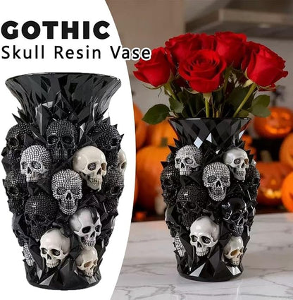 Gothic Resin Skull Vase Ornament