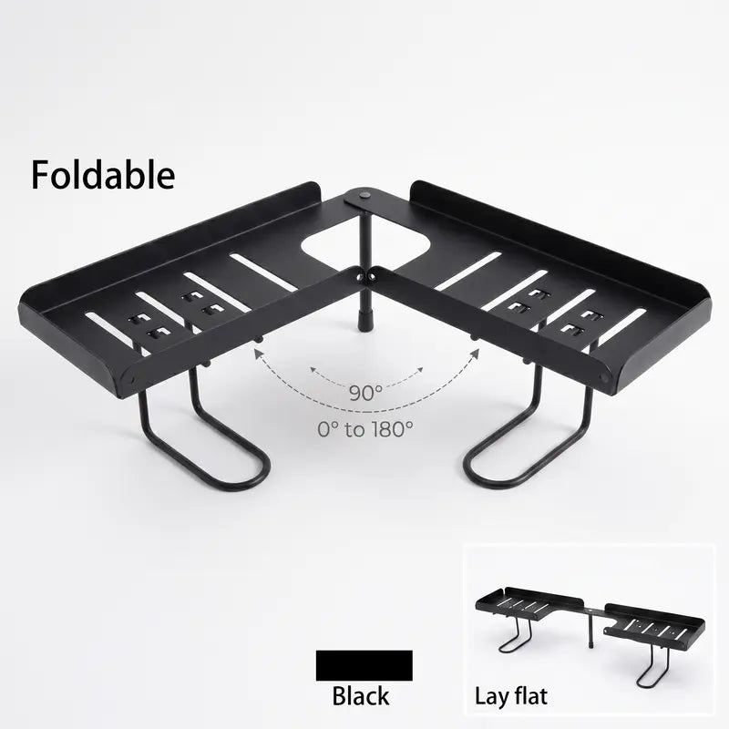 Steel Foldable Shelf Organizer for Homeowners - No-Drilling Over-Faucet Caddy with Adjustable Legs