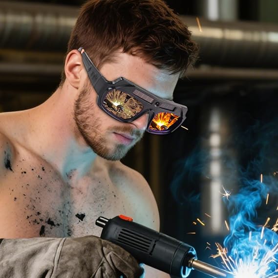 Auto-darkening welding glasses; includes a headband strap