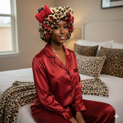 Plush Animal Ear Hair Bonnet for Women