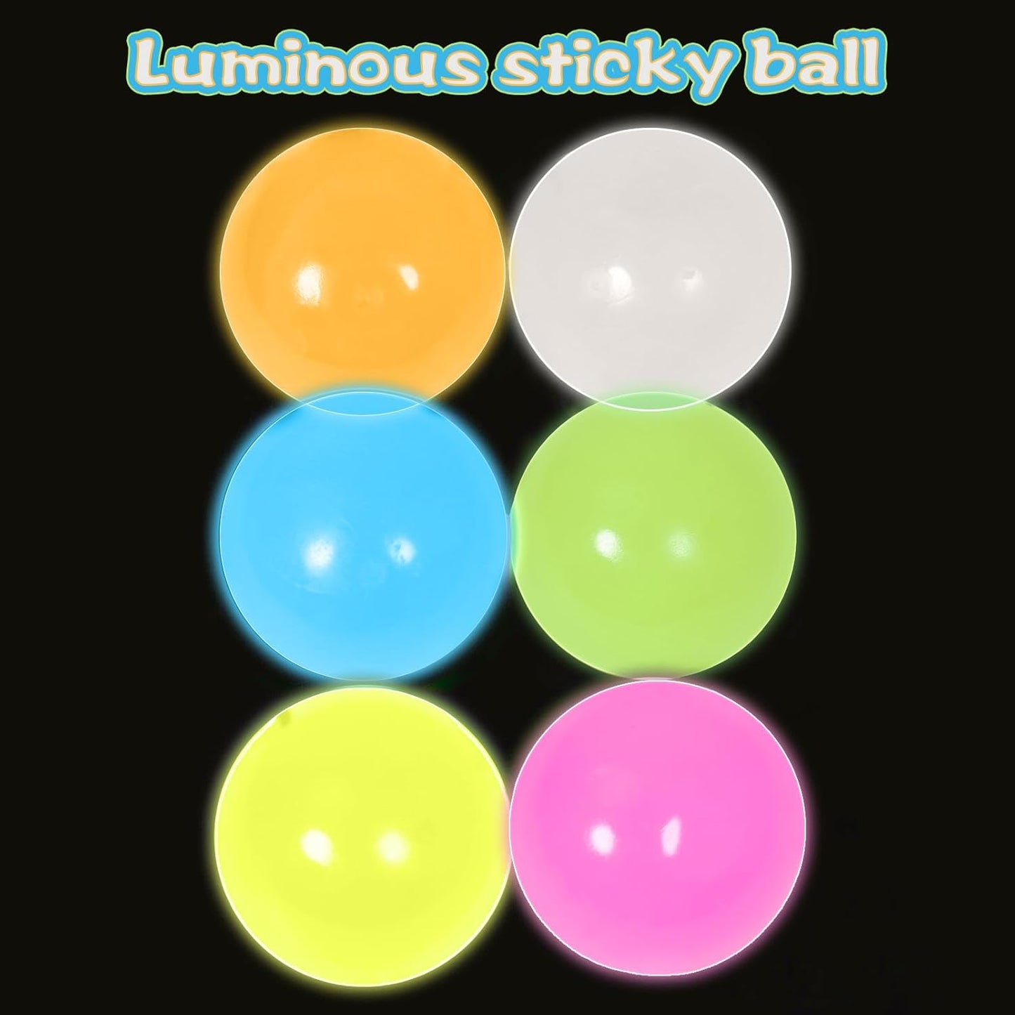 6Pcs Glow in The Dark Sticky Balls Toys